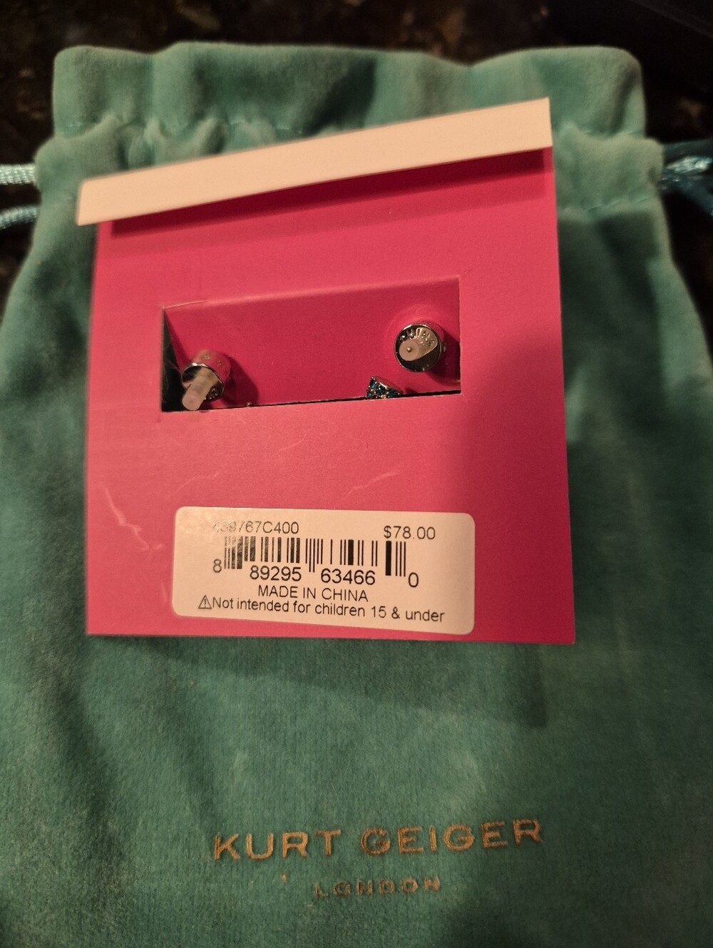 KURT GEIGER 👀 EVIL EYE DANGLE CZ Earrings $78 R 🎁 GIFT BAG NWT - Picture 2 of 6